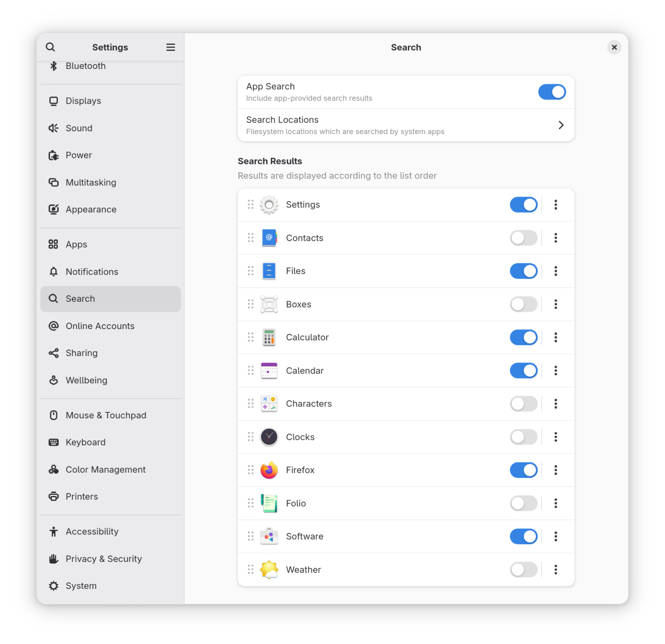 GNOME Shell zoeken instellen