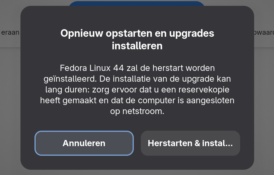 Linux (Fedora) upgrade installeren